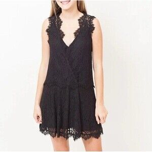 Free People Heart In Two Lace Mini Dress Black Women's Whimsigoth Romantic SP